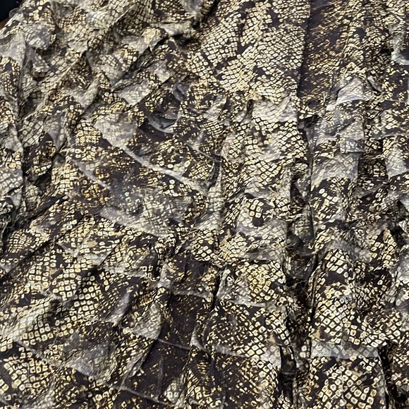 New! Rare ULLA JOHNSON Runway Snakeskin Chiffon Silk Cut-Out Tiered Dress - Picture 16 of 16